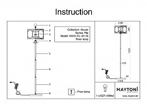 Торшер Maytoni Fibi H310-FL-01-G