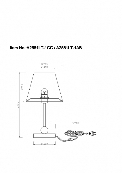 Настольная лампа Arte Lamp Elba A2581LT-1AB