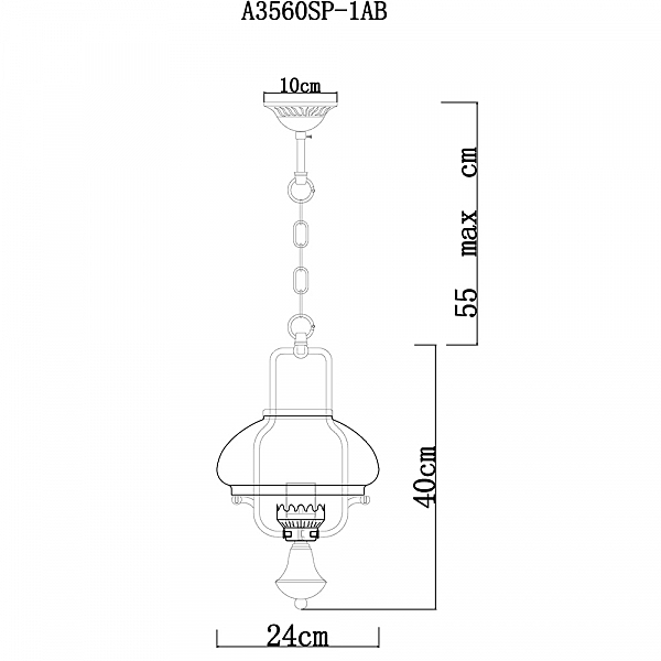Светильник подвесной Arte Lamp ARMSTRONG A3560SP-1AB