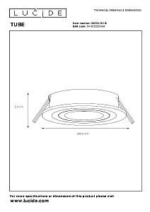 Встраиваемый светильник Lucide Tube 22954/01/12