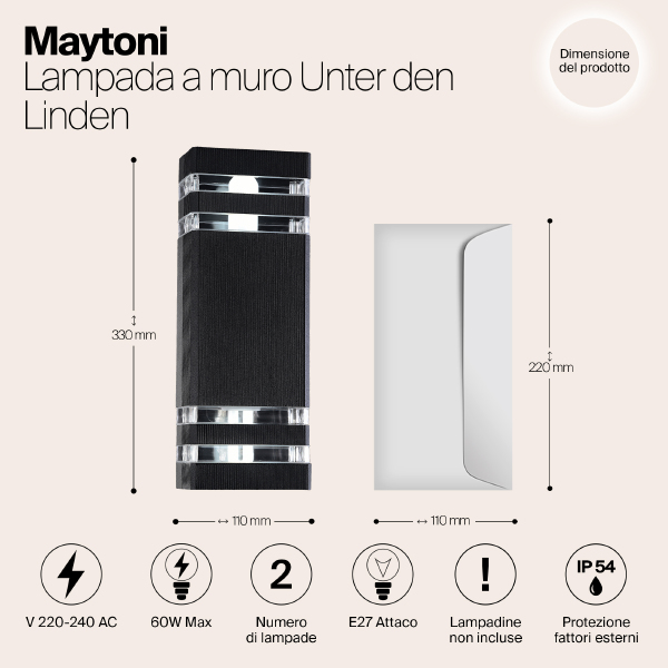 Уличный настенный светильник Maytoni Unter den Linden O578WL-02B