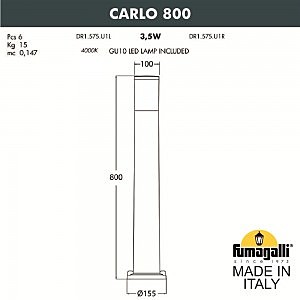 Уличный наземный светильник Fumagalli Carlo DR1.575.000.LXU1L