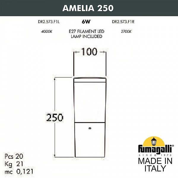 Уличный наземный светильник Fumagalli Amelia DR2.573.000.LYF1R