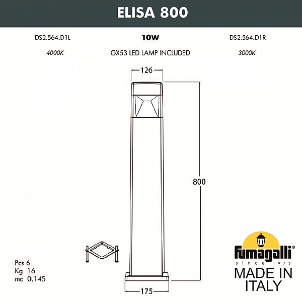 Уличный наземный светильник Fumagalli Elisa DS2.564.000.AXD1L