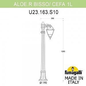 Уличный наземный светильник Fumagalli Cefa U23.163.S10.WYF1R