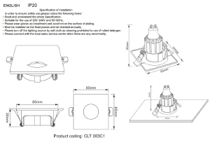 Встраиваемый светильник Crystal Lux Clt 003 CLT 003C1 BL