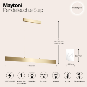 Светильник подвесной Maytoni Step P010PL-L30G4K