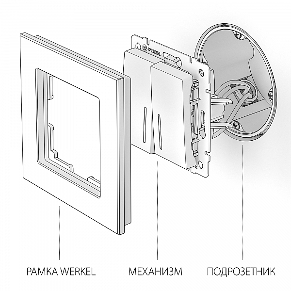 Выключатель Werkel W1122109/ Выключатель двухклавишный проходной с подсветкой (cеребряный рифленый)