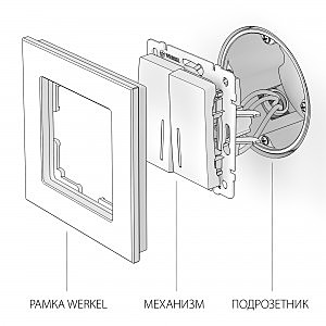 Выключатель Werkel W1122109/ Выключатель двухклавишный проходной с подсветкой (cеребряный рифленый)