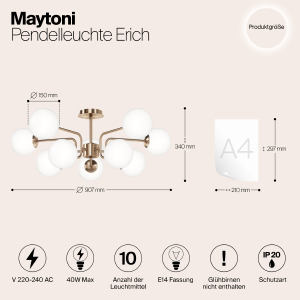 Потолочная люстра Maytoni Erich MOD221PL-10G