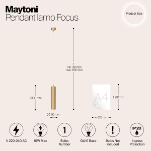 Светильник подвесной Maytoni Focus P075PL-01MG