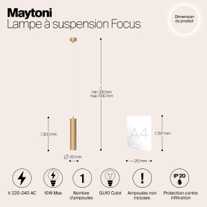 Светильник подвесной Maytoni Focus P075PL-01MG