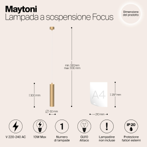 Светильник подвесной Maytoni Focus P075PL-01MG