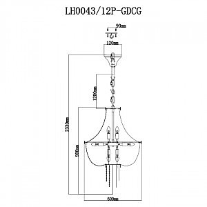 Подвесная люстра Lumien Hall Lissone LH0043/12P-GDCG