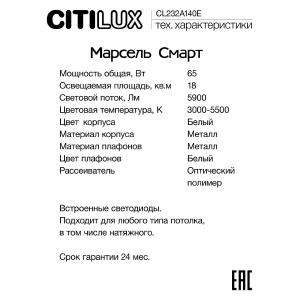 Потолочная люстра Citilux Марсель Смарт CL232A140E