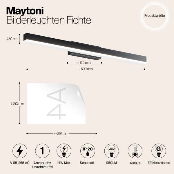 Подсветка зеркал и полок Maytoni Fichte MIR012WL-L14B4K