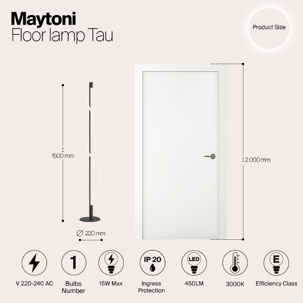 Торшер Maytoni Tau MOD166FL-L15B3K