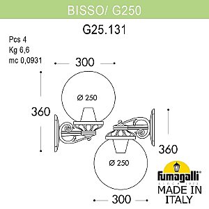 Уличный настенный светильник Fumagalli Globe 250 G25.131.000.AZF1RDN