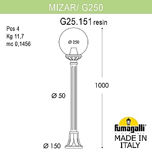 Уличный наземный светильник Fumagalli Globe 250 G25.151.000.AYF1R