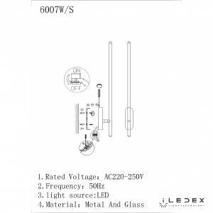 Настенный светильник ILedex Royal 6007W/S - 8W - 3000K BK