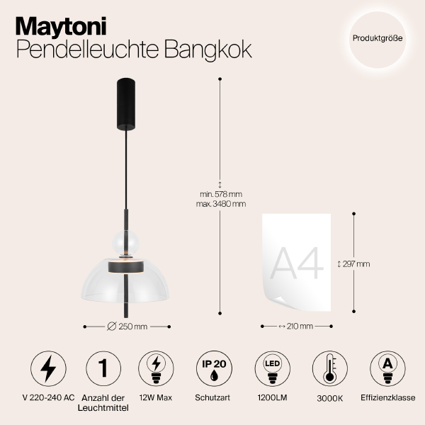 Светильник подвесной Maytoni Bangkok MOD185PL-L6B3K1